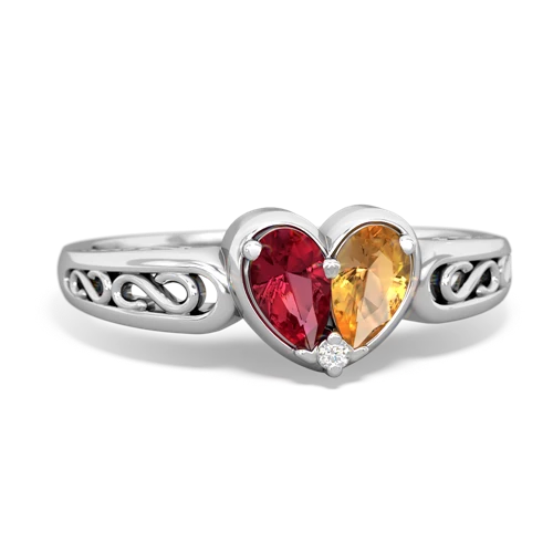 lab ruby-citrine filligree ring