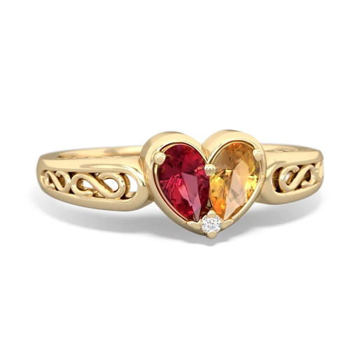 lab ruby-citrine filligree ring