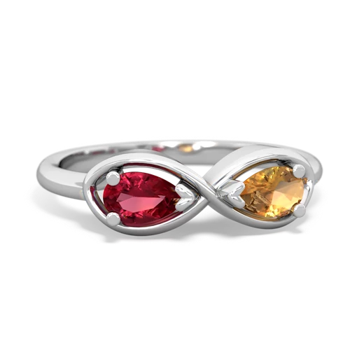 Lab Ruby Lab Created Ruby with Genuine Citrine Infinity ring Ring