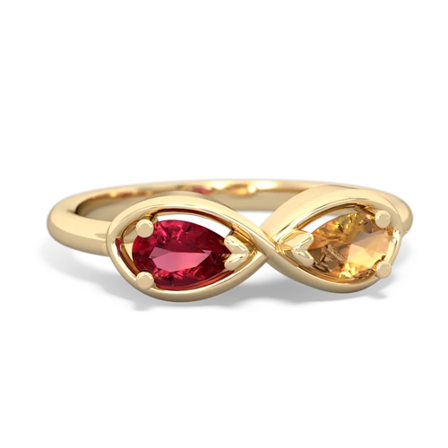 lab ruby-citrine infinity ring