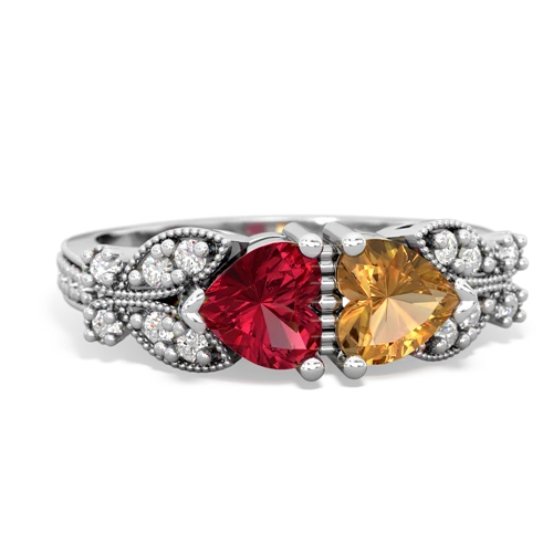 lab ruby-citrine keepsake butterfly ring