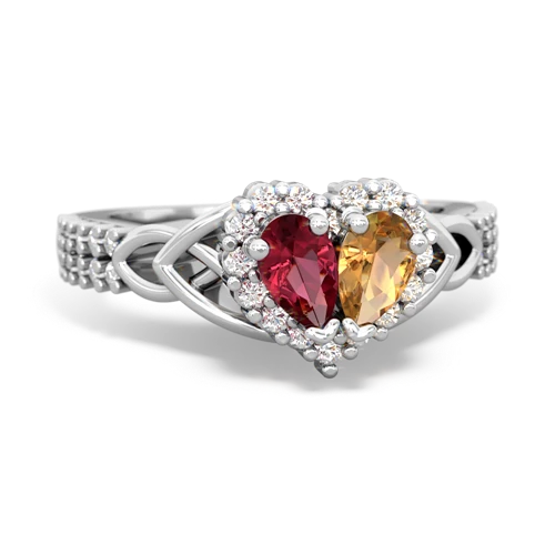 lab ruby-citrine keepsake engagement ring