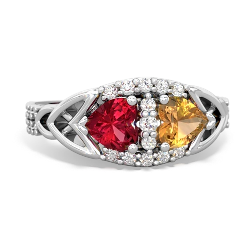 lab ruby-citrine keepsake engagement ring