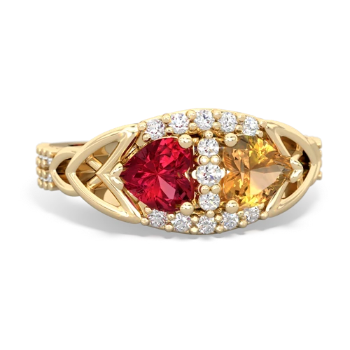 lab ruby-citrine keepsake engagement ring