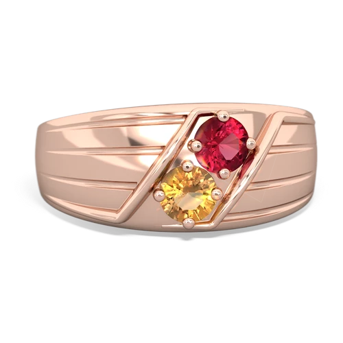 Lab Ruby Lab Created Ruby with Genuine Citrine Art Deco Men's ring Ring