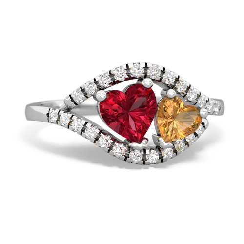 lab ruby-citrine mother child ring