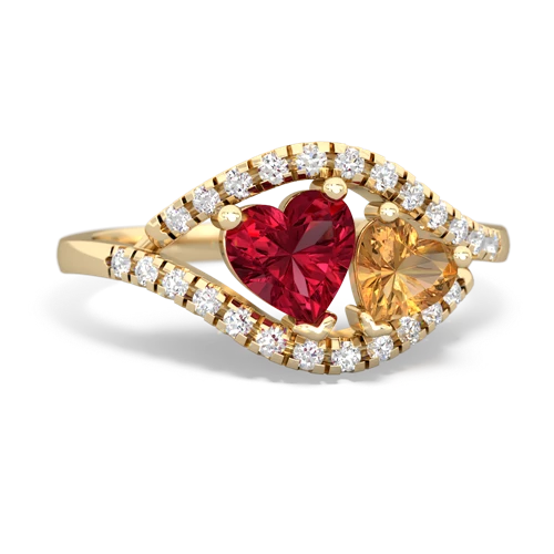 lab ruby-citrine mother child ring