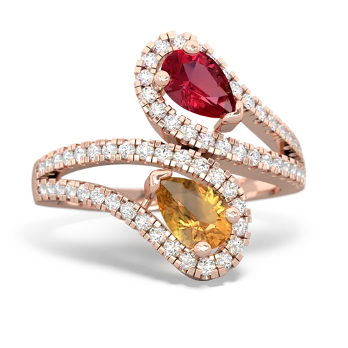 Lab Ruby Lab Created Ruby with Genuine Citrine Diamond Dazzler ring Ring