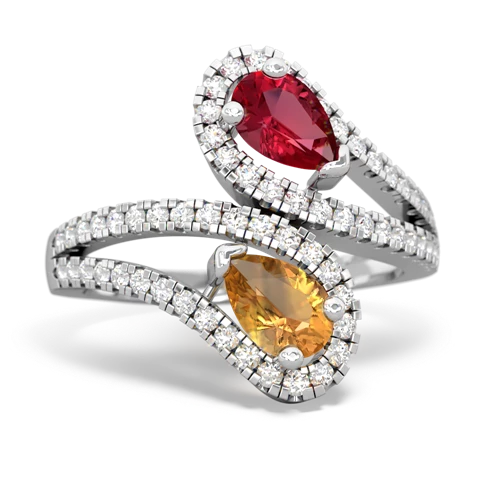 lab ruby-citrine pave swirls ring