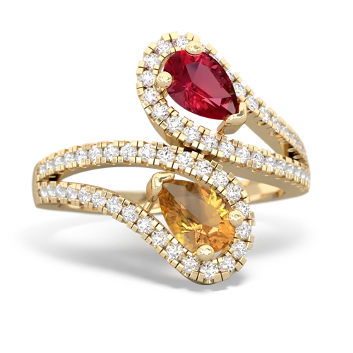 lab ruby-citrine pave swirls ring