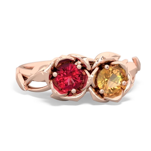 Lab Ruby Lab Created Ruby with Genuine Citrine Rose Garden ring Ring