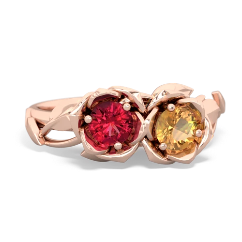 lab ruby-citrine roses ring