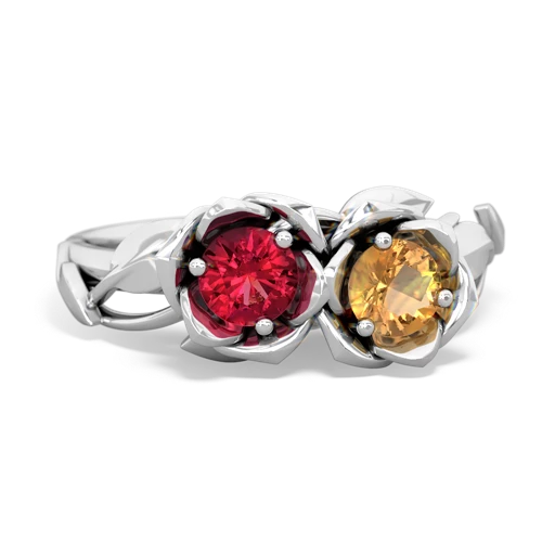 lab ruby-citrine roses ring