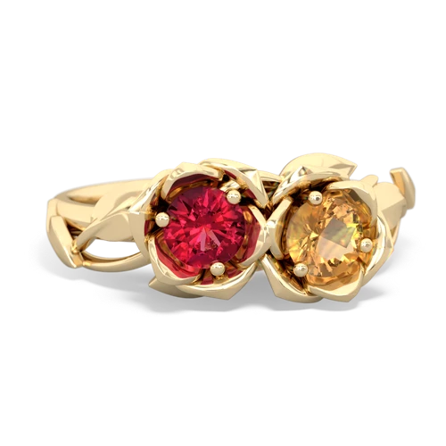 lab ruby-citrine roses ring