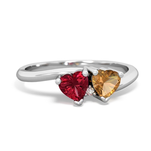 lab ruby-citrine sweethearts promise ring