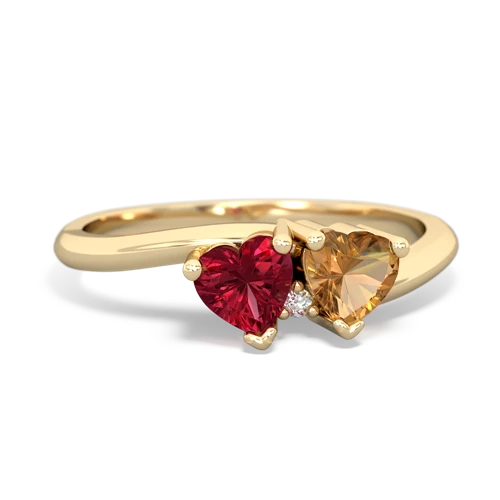 lab ruby-citrine sweethearts promise ring