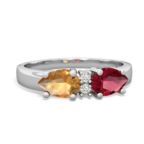 Lab Ruby Lab Created Ruby with Genuine Citrine Pear Bowtie ring Ring