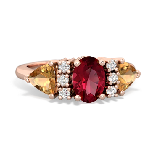 Lab Ruby Lab Created Ruby with Genuine Citrine and  Antique Style Three Stone ring Ring