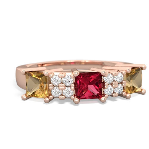 Lab Ruby Lab Created Ruby with Genuine Citrine and Lab Created Emerald Three Stone ring Ring