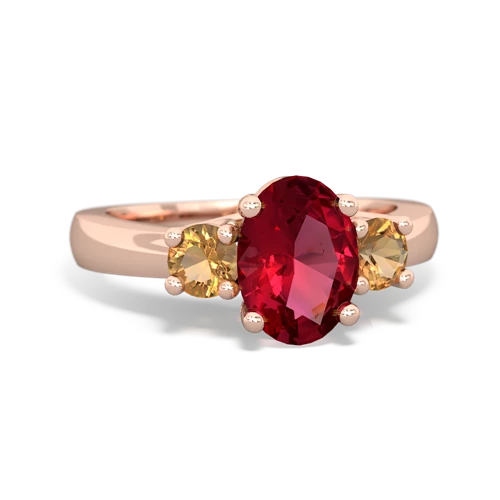 Lab Ruby Lab Created Ruby with Genuine Citrine Three Stone Trellis ring Ring