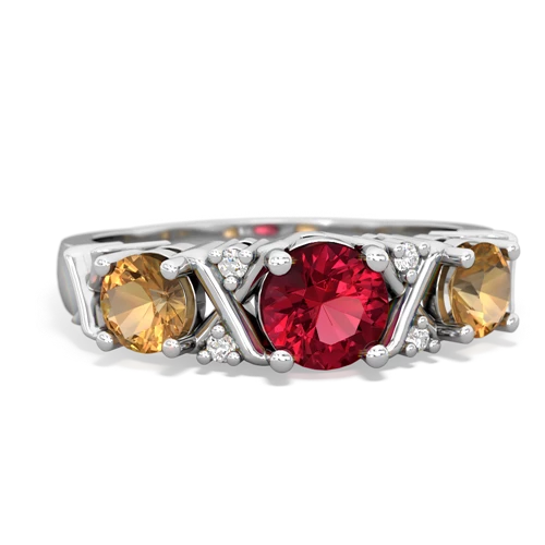 Lab Ruby Lab Created Ruby with Genuine Citrine and  Hugs and Kisses ring Ring