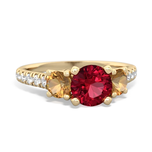 Lab Ruby Lab Created Ruby with Genuine Citrine and  Pave Trellis ring Ring