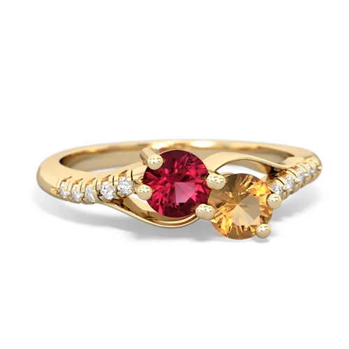 Lab Ruby Lab Created Ruby with Genuine Citrine Two Stone Infinity ring Ring