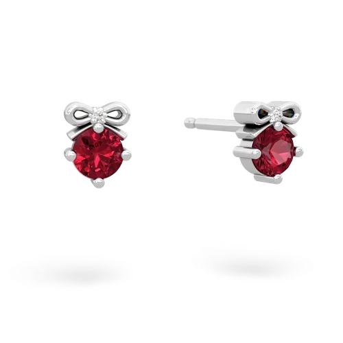 lab ruby bows earrings