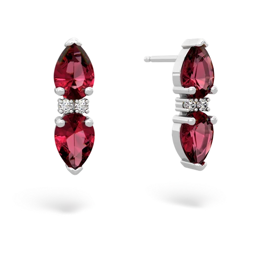 lab ruby bowtie earrings