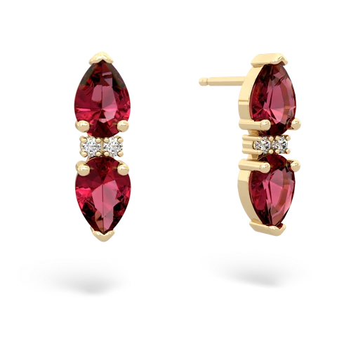 lab ruby bowtie earrings