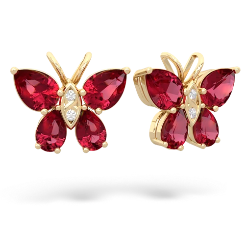 lab ruby butterfly earrings