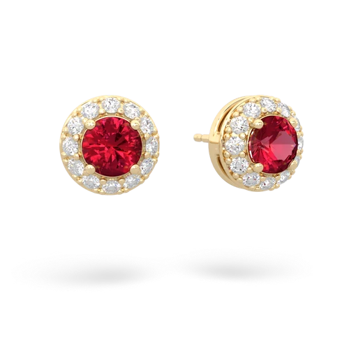 Lab Ruby Diamond Halo Lab Created Ruby earrings Earrings