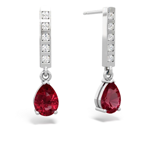 lab ruby diamond drop earrings