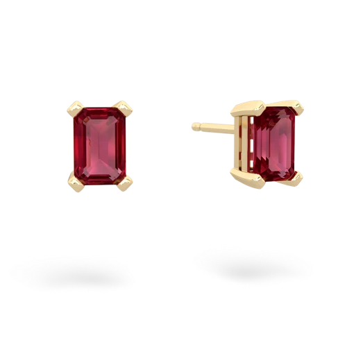 lab ruby emerald cut stud earrings