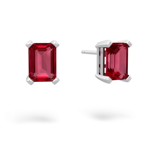 lab ruby emerald cut stud earrings