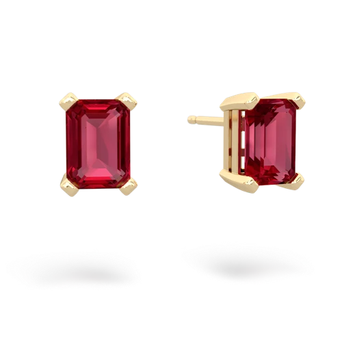 lab ruby emerald cut stud earrings