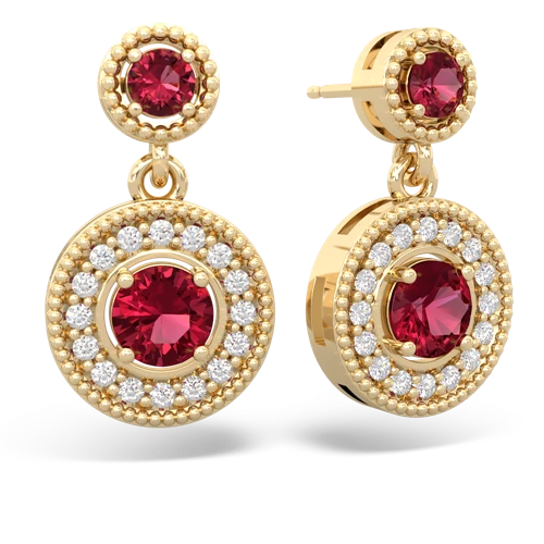 Lab Ruby Halo Dangle Lab Created Ruby earrings Earrings