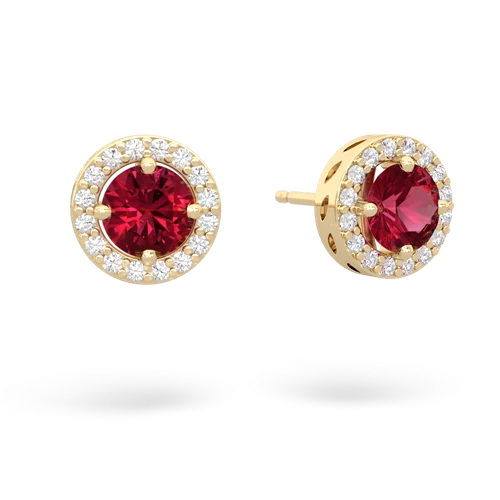 lab ruby halo earrings