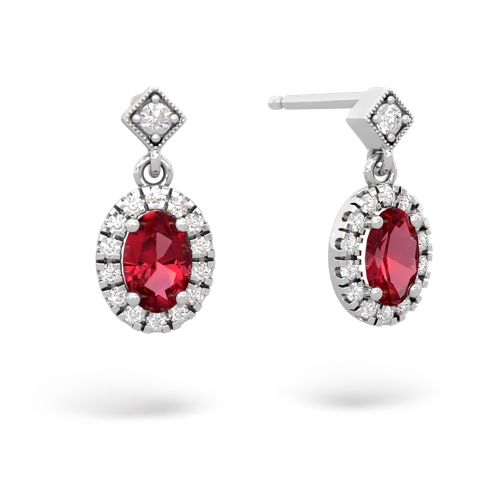 Lab Ruby Antique-style Halo Lab Created Ruby earrings Earrings