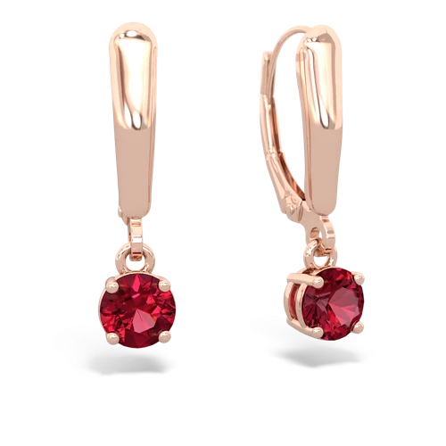 lab ruby lever-back earrings