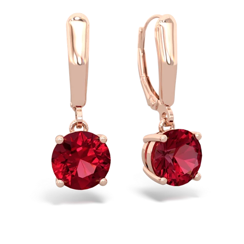 lab ruby lever-back earrings