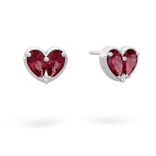lab ruby one heart earrings