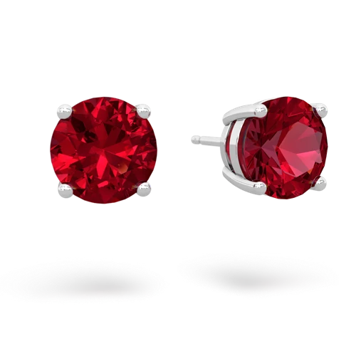 lab ruby round-stud earrings
