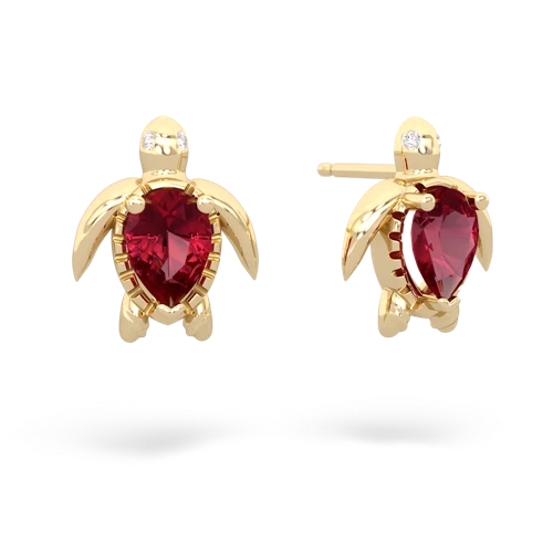 lab ruby sea turtle earrings