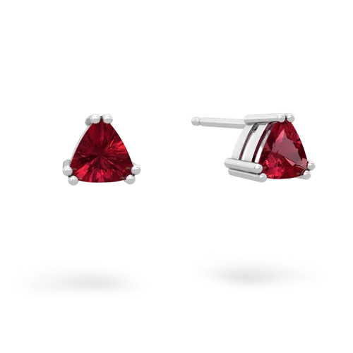 lab ruby trillion stud earrings