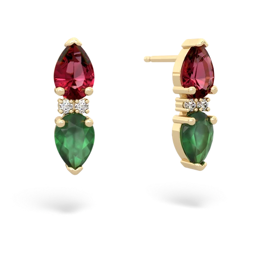 lab ruby-emerald bowtie earrings
