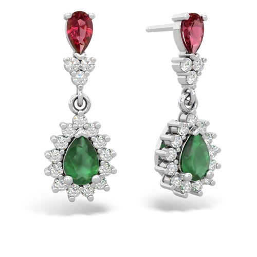 lab ruby-emerald dangle earrings