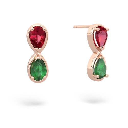 lab ruby-emerald infinity earrings