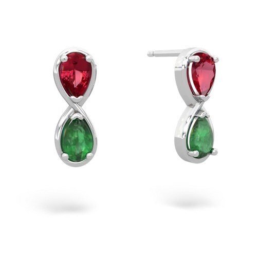 lab ruby-emerald infinity earrings