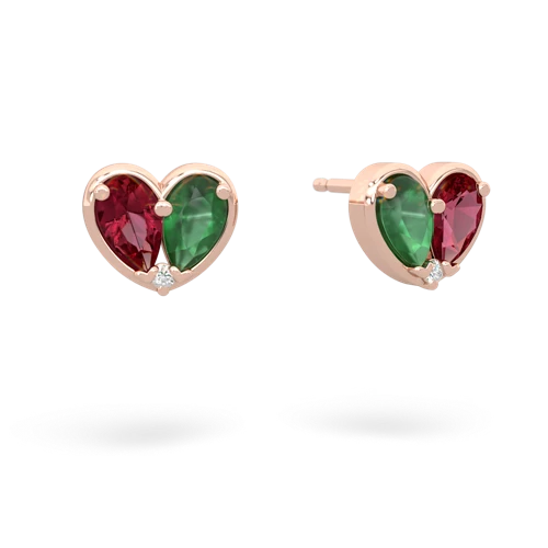 lab ruby-emerald one heart earrings